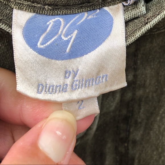QVC DG2 2 Jeans High Rise Olive Green Stretch Straight Leg by Diane Gilman - Picture 4 of 6
